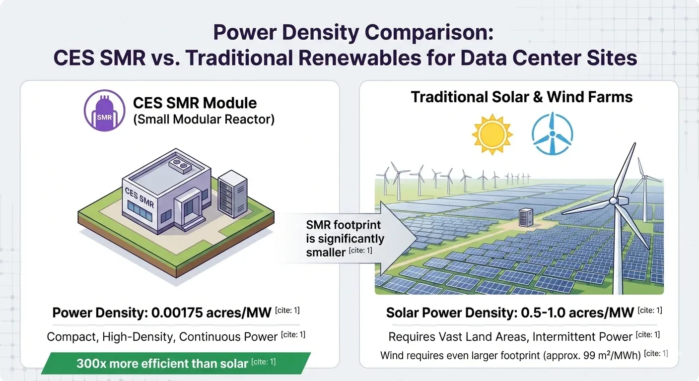 CES SMR Facility vs Solar and Wind Farm Energy Comparison